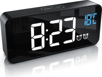 Produktbild von BEARWARE Digital Wecker LED, Reisewecker, einstellbare Helligkeit Snooze per Touch, Dual Alarm, Snooze, Temperaturanzeige, USB wiederaufladbar, schwarz