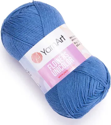 Produktbild von YarnArt Flowers Unicolor 743 Ciemne Indygo - Sportgarn, 200m/50g, Baumwolle-Mix für leichte Kleidung