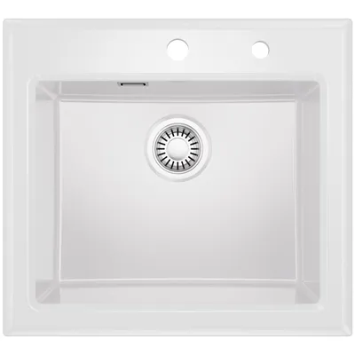 Produktbild von Keramikspüle 55x50 cm Küchenspüle, kratzfest & pflegeleicht Einbauspüle Spülbecken Weiß, Cecipa Keramik Einzelbecken, hitzebeständig, porenfrei