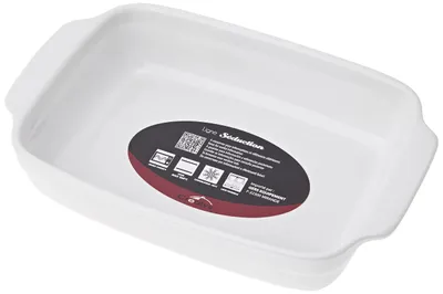 Obrázok produktu pre Crealys 512726, zapékacia forma s keramickými rúčkami, obdĺžnikový tvar, 25 x 15 x 5 cm, biela