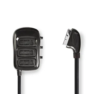 Zdjęcie produktu dla Nedis CVGP31835BK05, 0,5 m, SCART (21-pin), 3 x SCART (21-pin), Nikiel, Czarny, Torebka foliowa