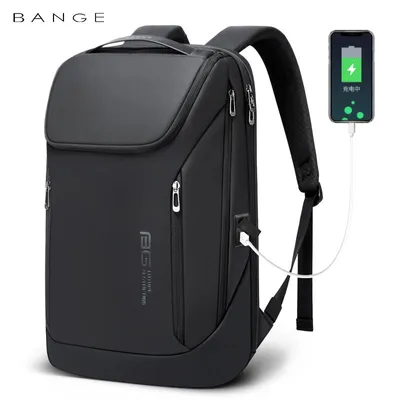 Imagen del producto de CarryQuest® - BANGE - Mochila para portátil de 15,6 pulgadas, con puerto USB, diseño para negocios, 35 litros, color negro