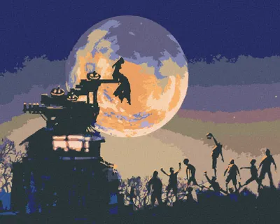 Image de Zuty - Peinture par numéros - HALLOWEEN À LA PLEINE LUNE, 40 x 50 cm, toile tendue sur châssis