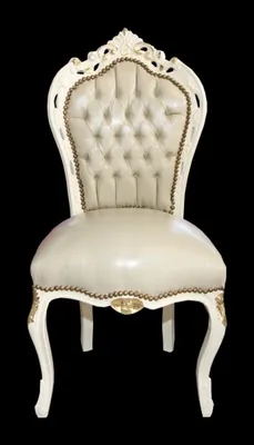 Produktbild von Casa Padrino Barock Esszimmer Stuhl Creme/Gold Lederoptik Mod1 - Möbel Antik Stil - Limited Edition