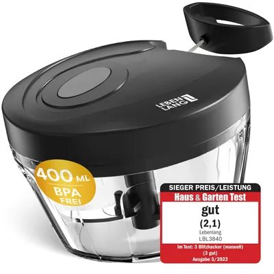 Imagen del producto de Cortador de verduras de 400 ml, libre de BPA y de funcionamiento manual, ideal para cortar rápidamente