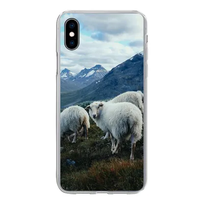 Produktbild von MuchoWow® Handyhülle Schutzhülle Hülle für iPhone Xs Schafe - Natur - Berge Silikon Softcase Handy Hülle - Handytasche