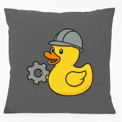 Produktbild von Huuraa Kissen Quietscheente Maschinenbau Comic Gummiente 40x40cm mit Füllung Steel Grey Baumwolle Dekokissen Geschenkidee