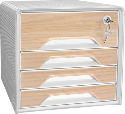 Produktbild von CEP Schubladenbox Smoove SECURE Silva 4 Schübe weiß/Buche