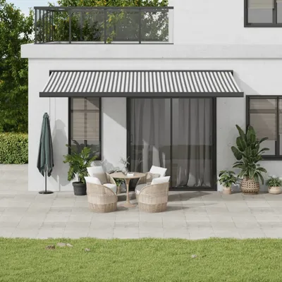 Immagine prodotto di Maison Exclusive - Tenda da sole retrattile antracite e bianca 5x3 m in tessuto e alluminio