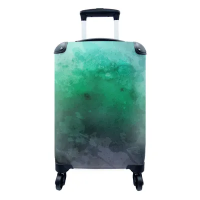 Produktbild von MuchoWow® Koffer Handgepäck Trolley Rollkoffer Kleine Reisekoffer mit 4 Rollen - Aquarell - Grün - Blau - Cabin Size < 55x40x23 cm & 55x40x20 cm - Fotokoffer - Kabinenkoffer - Boardgepäck - Reise-Box - Reisekoffer - Reisegepäck - Koffer mit Bild - Trolley für Kinder