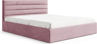 Zdjęcie produktu dla Łóżko tapicerowane GUTTO różowe z weluru 120 x 200 cm drewno - podwójne łóżko z pięknym pikowaniem i specjalną konstrukcją