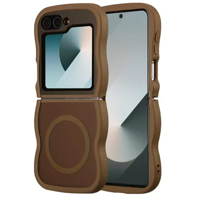 Image de Coque arrière Selencia Wavy avec MagSafe pour Samsung Galaxy Z Flip 6 / Flip 7 FE - Mocha Brown