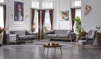 Produktbild von Chesterfield Sofas Komplett 3+3+1 Sitzer Chesterfield Luxus Wohnzimmer