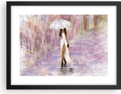 Produktbild von Gerahmtes Poster - Schwarzer Rahmen - Frau Regenschirm - 40x30 cm - Wand Bild - Wanddeko - Wandbilder - Kunstposter - Wandposter - Bilderrahmen - Bilder - Kunstdruck - Wandbild - P2BAA40x30-3822