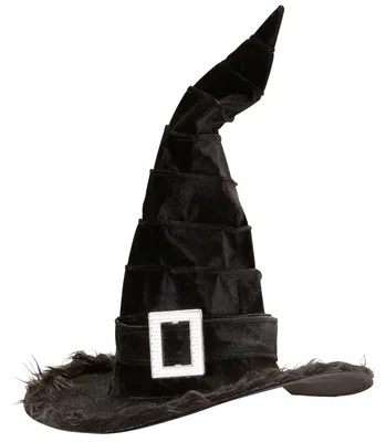 Immagine prodotto di Cappello Da Strega In Velluto Con Peluche Decorato E Fibbia