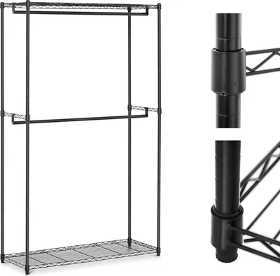 Obrázok produktu pre Kovový stojan na oblečenie 2 police | čierny - 200 kg