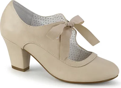 Produktbild von WIGGLE-32 Pin Up Couture veganer Mary Jane Damen Pumps Herz Cutouts beige Lederoptik