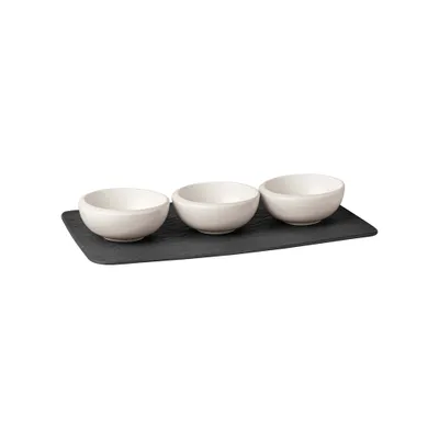 Zdjęcie produktu dla Villeroy & Boch NewMoon Set Dipschälchen 4tlg. weiß,schwarz Vorteilsset 4 Stück 1042649023 4003686395053