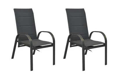 Produktbild von Merxx Gartensessel Amalfi graphit 2er Set, stapelbar, gepolstert, verstellbar durch Gasdruckfeder - Aluminium/Textil