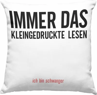 Produktbild von Trendation - Schwangerschaftsverkündung Deko-Kissen mit Füllung 40x40 Immer Das Kleingedruckte Lesen Schwangerschaft Verkünden Ideen Du Wirst Oma Werdende Mama Becher (Rosa)
