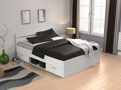Produktbild von Demeyere Bett MICHIGAN 471707, Perlweiß, mit Schublade, 140x200