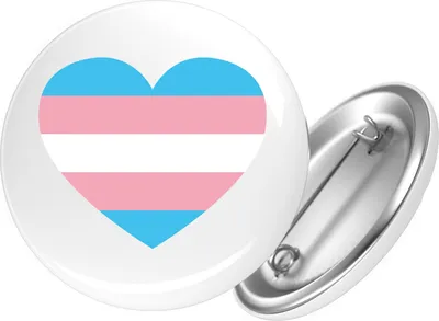 Produktbild von Huuraa Button Trans Pride Flagge LGBTQ Herz 25mm rund mit Sicherheitsnadel Ansteckbutton Geschenkidee