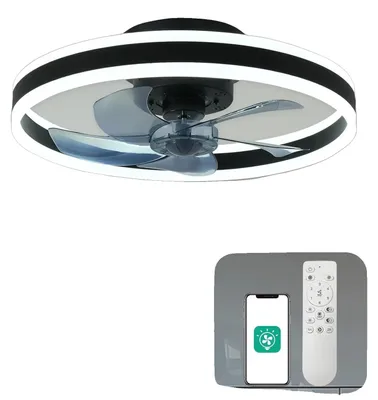 Obrázok produktu pre Stropný ventilátor, priemer 50 cm, 6 stupňov rýchlosti, diaľkové ovládanie, stmievateľné LED osvetlenie, reverzibilný prúd vzduchu