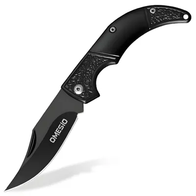 Produktbild von Mini Klappmesser 8,5 cm Zweihandmesser Schwarz mit Schlüsselanhänger für Herren