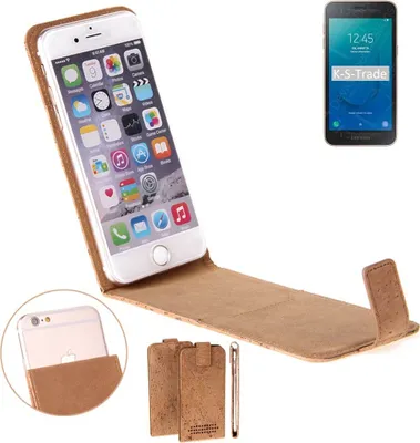 Produktbild von K-S-Trade Handyhülle kompatibel mit Samsung Galaxy J2 Core 2020 Kork Hülle Flipstyle Case Schutzhülle Kork Case Hülle Flip cover Klapphülle