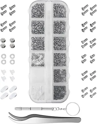Produktbild von 1100-teiliges Brillenreparaturset, Schraubenset zur Brillenreparatur in 8 Größen, Brillenreparaturset mit Schrauben für Brillen, Sonnenbrillen, Uhren, Brillenreparatur