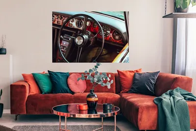 Produktbild von MuchoWow® Poster Auto - Lenkrad - Armaturenbrett 120x80 cm - Bilder