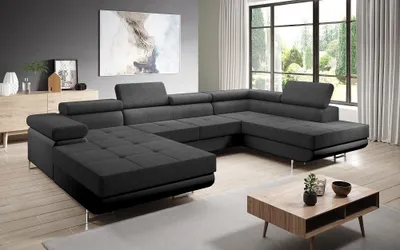 Produktbild von FurMeb24 - Ecksofa MANDANA U - LINKE SEITE , Sofa mit  Bettk€sten und Schlaffunktion - Orinaco 100 + Madryt 1100