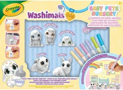 Immagine prodotto di Set da disegno, CRAYOLA Washimals Baby Pets Nursery Pack, Famiglia da colorare con 3 cuccioli, Lavabile, Dai 3 anni in su