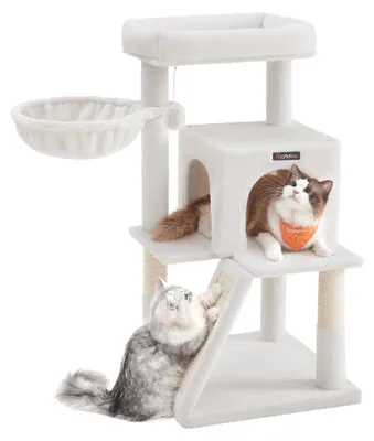 Image de Arbre à gratter Feandrea, hauteur 96 cm, avec une grande plateforme et une cachette pour chat