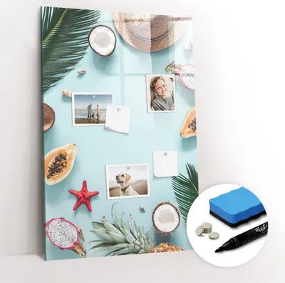 Produktbild von Magnetische Wandtafel - Schwarzer Marker + Schwamm + Magnete - 60 x 90 cm - Sommerzusammenstellung