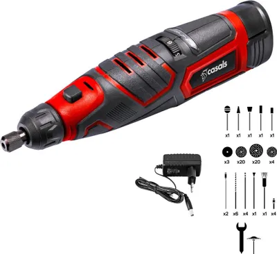 Obrázok produktu pre Casals Akumulátorová elektrická brúska s príslušenstvom 12V CMG1205BC