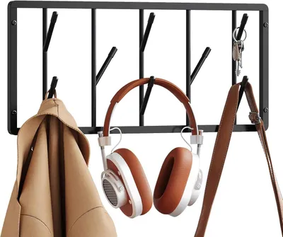 Produktbild von WOLTU Wandgarderobe, mit 8 drehbaren Garderobenhaken, aus Metall, Schwarz