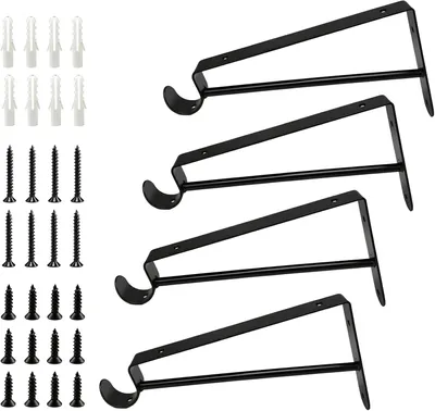 Imagen del producto de Soportes metálicos para estantes de pared, de 20 cm, juego de 4 unidades, en forma triangular, con ganchos para montaje en la pared