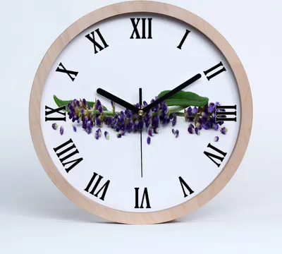 Produktbild von Holzuhr 20fi cm wanduhr - schwarze Spitzen - Lavendel