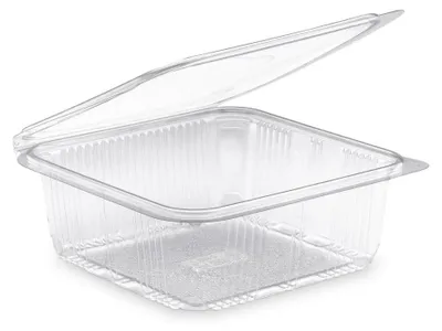 Image de 60 Barquettes à Salade Carrées 1500 ml avec Couvercle Attenant (188x188xH.70 mm) - Empilables, Hermétiques, Recyclables - D-Work