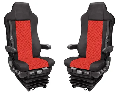 Obrázok produktu pre Poťahy sedadiel nákladných vozidiel Ochranné poťahy pre Iveco Stralis Hi-Way Červená ekologická koža od roku 2009