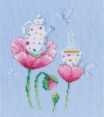 Zdjęcie produktu dla Zestaw do haftu krzyżykowego "Herbata dla wróżki I", wymiary 12,5 x 14,5 cm