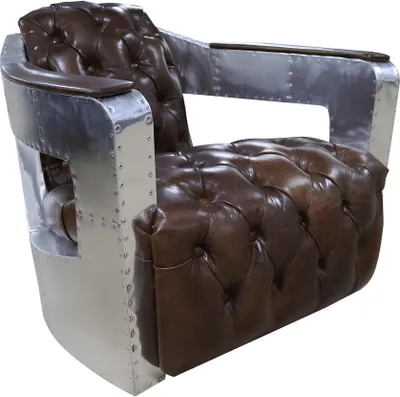 Immagine prodotto di Schöner Vintage Chesterfield Ohrenbacken Sessel Clubsessel Flugzeug Aviator