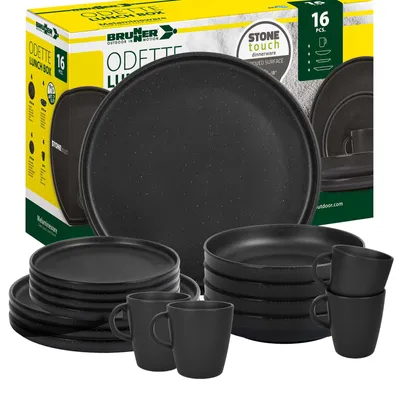 Produktbild von BRUNNER Camping Geschirr Set 4 Personen | Anti-Slip | Lunchbox ODETTE, 16-tlg.
