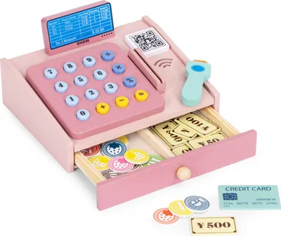 Produktbild von MULTISTORE HC751029 Holzkasse für Kinder mit Scanner, Banknoten, Münzen und Karte