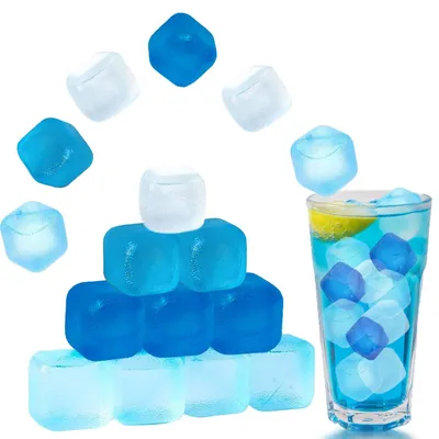 Wiederverwendbare Eiswürfel, 60 Stück, Kunststoff, BPA-frei, blau