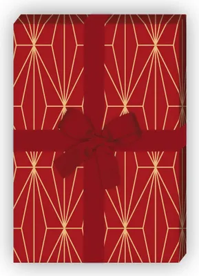 Produktbild von Elegantes Art Deko Geschenkpapier mit grafischem Muster, rot - G11833, 32 x 48cm