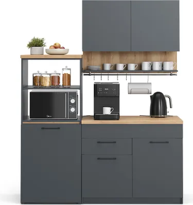 Obrázek produktu pro Vicco Jednolůžková kuchyně Egbert, 160 cm s výsuvným stolem, Antracit/Řemeslný dub