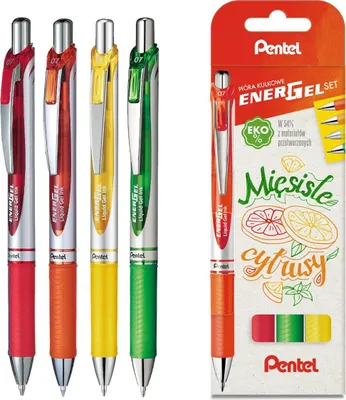 Imagen del producto de Bolígrafos Pentel Energel 'BL77', juego de 4 unidades. Colores: tonos carne y cítricos