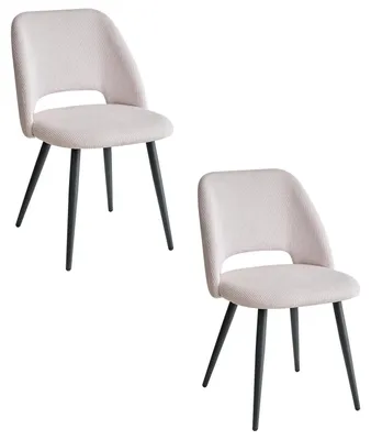 Image de Chaise de salle à manger, tissu velours côtelé, structure métallique, lot de 2, beige